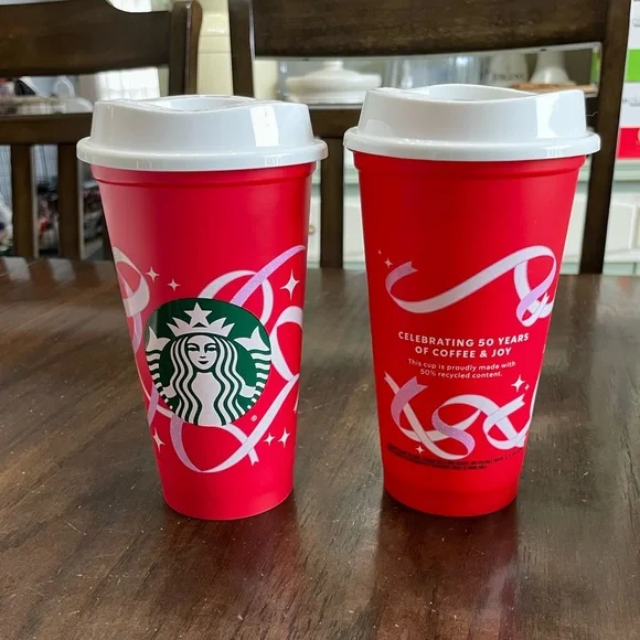 2 reusable starbucks cups, 16 oz.